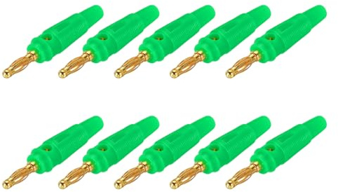 sourcing map 10 Pcs 4mm Banana Plugs, 20A 9.5mm OD 53.8mm Length Speaker Wire Cable Plug Connectors, Banana Jack Connector for Speaker Wire Audio Cable, Green