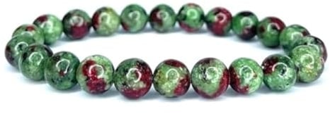 Vera Mentis Armband aus Rubin auf Zoisit, Naturstein, Perlen, 8 mm – Stil und Wohlbefinden im Alltag, Geschenk für Damen, Teenager, Unique, Stein, Labradorit