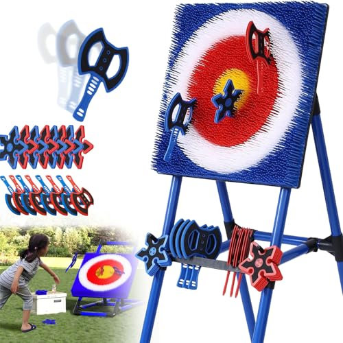 Kids Throwing Game with Soft-Grip Foam Axes and Foldable Frame for Safe Backyard Play and Carnival Competitions