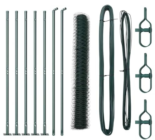 vidaXL Fence Post Green, Garden and Terrace Fencing, Rectangular Metal Posts, Modern Outdoor Barriers, Property Boundary Marker Installation