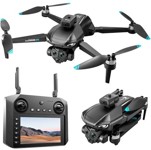 Générique Drone 4K avec Triple caméra réglable, Moteur sans Balai, Retour GPS, évitement des Obstacles à 360°, résistance au Vent à 5 Niveaux, positionnement par Flux Optique, télécommande LCD