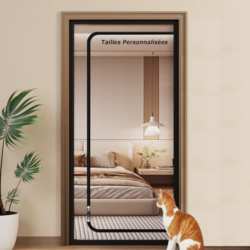 Rideau de Porte pour Résistante aux Animaux Domestiques de Taille Personnalisée, Lavable Moustiquaire Résistante aux Balcon Cuisine, Empêche les Chats de Courir
