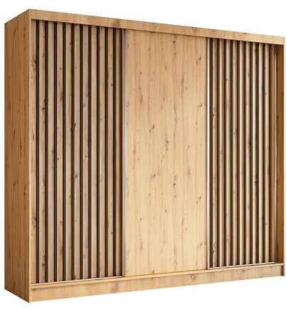 AXLIVING Cabinio Kleiderschrank Artisan Eiche Schwarz 240 cm Breite