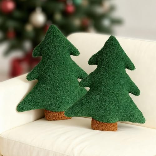 Weihnachtskissen 2 Stück Weihnachten Kuscheltier Weihnachtsbaum Weihnachtskissen Zierkissen für Weihnachtsdeko Innen Schlafzimmer Home Deko Weihnachten Geschenk (C)