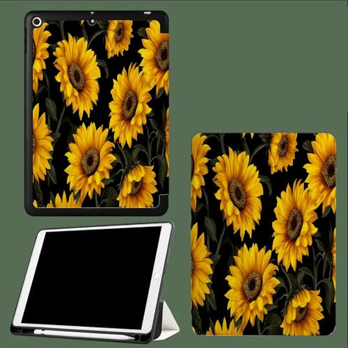 Funda para iPad (A16) 11.ª generación 11 (2025) /para iPad 10.ª generación 10,9 (2022) - ultradelgada con Soporte portalápices y función Encendido/Apagado automático,Girasol Amarillo