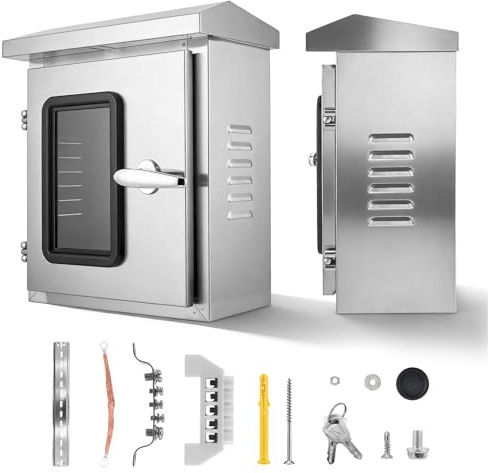 Schaltschrank Außen Wasserdicht Verteilerkasten, Robust pulverbeschichtet, Drehverschluss,verstärkte Montageplatte & Dichtring. Ideal für Industrie,Gewerbe,Wohnen ((30x40x18cm+Perspektivfenster))