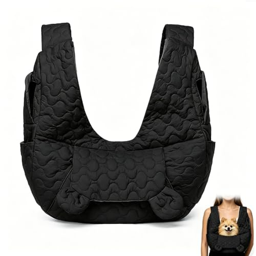 Hundetragetasche Bis 10 Kg, Freihändige Hundetasche Für Kleine Hunde mit Verstellbarem Gurt, Front Hunderucksack Für Spaziergang, Outdoor Aktivitäten & Ausflüge (Schwarz)