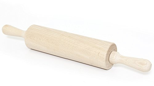 HolzFee Teigrolle 43 cm Backrolle aus massiven Buchenholz Walze 25 x 6,5 cm Holz Backrolle