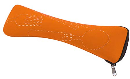 ValianhAgen Sac de vaisselle portable à fermeture éclair pour extérieur, voyage, camping, pochette à couverts recyclable Orange