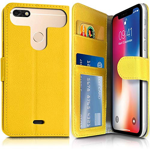 KARYLAX Etui Portefeuille Jaune (Ref.3-C) pour Smartphone Samsung Galaxy J3 (2018)