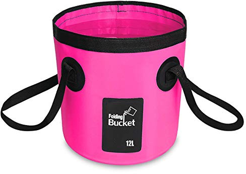 YAVO-EU Faltbarer Klappeimer Zusammenklappbarer Eimer (12L) für Outdoor-Aktivitäten, Wandern, Angeln, Reisen, Schwarz für Camping, Garten