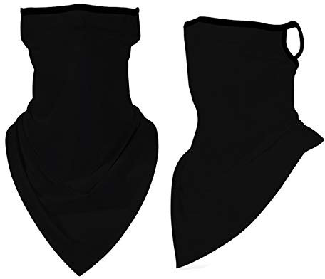 Faletony 2 Pcs Unisex Schwarz Multifunktionstuch mit Ohrschlaufe Ohrbügel Funktionstuch für Sport Motorrad Fahrrad Wandern