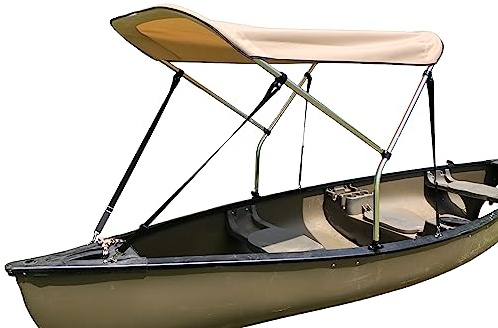 Cypress Rowe Outfitters Beige Canoe/Kayak Sun Shade/Canopy Bimini Top - Perfect Umbrella for Kayaking, Canoeing, Fishing Awning to Block UV & Heat Rays and Rain Protection