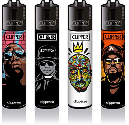 DHOBIA Clipper® Feuerzeuge - 4er Sets - Sommer 2020 Kollektion + 1x Clipper (Hip-Hop Legends) LMC258