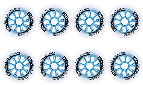 JHKJ Skating Ersatzräder 8 Stück 90mm 100mm 110mm Inline Skate Räder und Kick Scooter Hinterräder für Inline Skate und Kick Scooter Professional Speed Skating Wheel,Blau,100mm