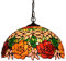 40CM Pendelleuchte Hängelampe Tiffany Vintage Kreativ Esszimmer Wohnzimmer Küchen Bar Schlafzimmer E27 LED Innen Deckenbeleuchtung Landhaus-Stil Höhenverstellbar mit Rund Rustikal Bunt Glas Schirm