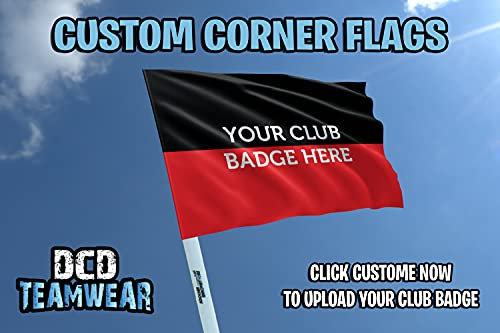 Red and black personalised football corner flags customised with your team logo (Set of 4 flags) (4 Flags Only)
