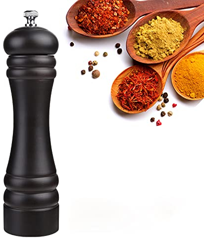 JOIDXIR Pfeffermühle, schwarz, 30,5 cm hoch, groß, aus Holz, nachfüllbar, Edelstahl, Metallmechanismus, verstellbare Grobheit