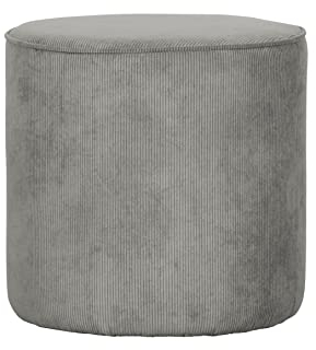 WOOOD Sara Hocker Ø 46 cm - Pouf Hoch Sitzhocker Rund aus Gerippter Stoff Fußbank Sitzpouf - Graugrün - 46x46x46 cm
