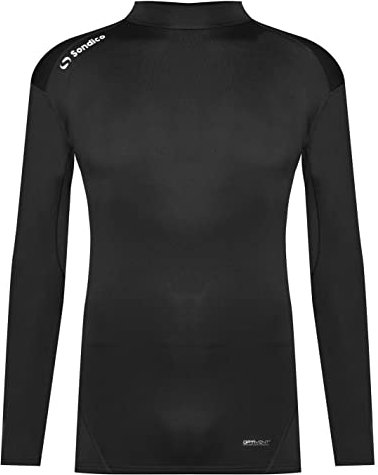 Sondico Mens Base Mock Neck Baselayer Top Black XXS
