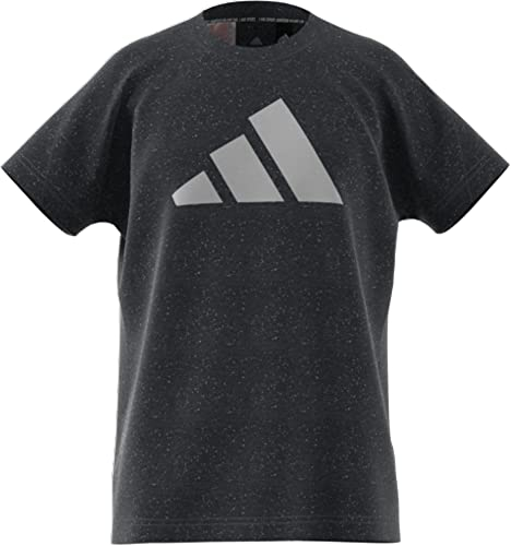 Adidas Girl's G 3BAR Tee T-Shirt, Black Melange/White, 1314
