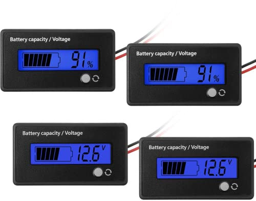 Weewooday 2 Pieces Golf Cart Battery Meter Battery Indicator Voltage Meter DC 12V 24V 36V 48V 72V with Alarm,