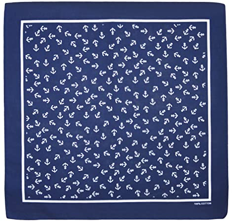Multifunktionstuch Bandana-Tuch Nickitücher Halstuch Kopftuch Zimmermanns- und Richtfesttücher 100% Baumwolle / Cotton Mund-Nasen-Bedeckung Biker Rad Outdoor Schweißtuch Stirnbänder (Anker - Navy)