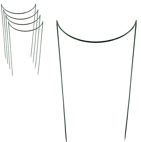 Lot de 5 supports de plantes demi-ronds en métal, revêtement plastique 4mm, 38 cm de diamètre et 70 cm de hauteur, parfaits pour soutenir les buissons, les arbustes et les plantes grimpantes