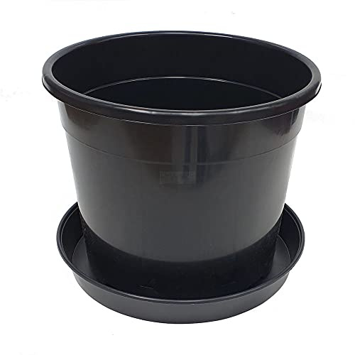 Gro Garden Products 20 Litre Plant Pot, Heavy Duty Flower Pot With Large 35cm Saucer - Large Plant Pots Outdoor & Indoor Plant Pot for Herb, Flowers, Potato, Shrub & More - Pack of 8