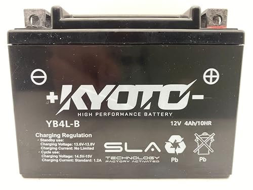 Kyoto battery AGM YB4L-B SLA | Batteria di ricambio da moto per MOTOBECANE Booster, Hot Champ 50