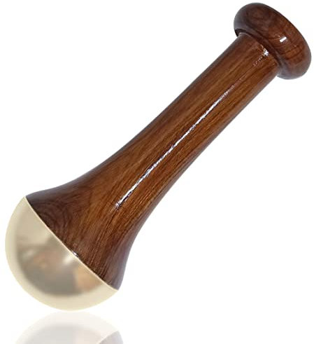 Kansa Zauberstab Massagegerät Gesicht Körper Fuß Massagegerät mit Teakholzgriff zur Entgiftung und Tiefenentspannung Massagegerät (Bronze Größe:4.75CM)