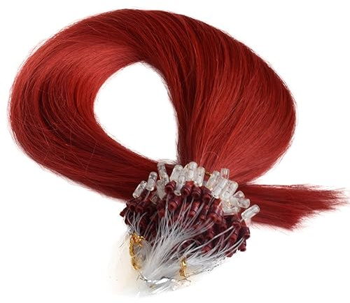 Happyqueen 100s-80g-16 18 20 22 Micro Loop Ring Remy Human Hair Extensions-Grade AAA (#Red, 16)