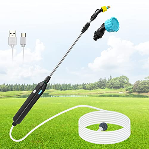 Pulvérisateur électrique, Lance Telescopique Pulverisateur Electrique Toiture, USB Rechargeable Pulvérisateur Jardin, Portable Pulvérisateur Jardin avec Buses et 2/3/5 de Tuyau (A,2 M tuyau)