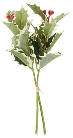 DPI Ilex Zweig mit Beeren, 1 Stück, 33 cm, Natürlich-Rustikal, Dekorative Kunstpflanze, Dekoration, Kunstpflanze