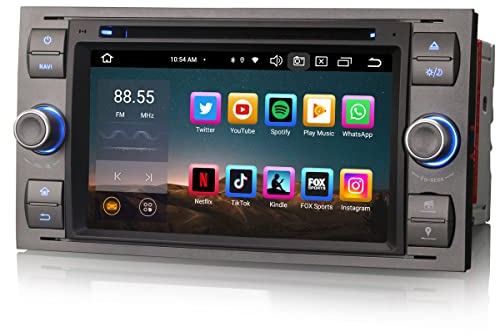 Erisin Android 13 8-Kern 4GB+64GB Autoradio GPS Navi für Ford Focus C/S-Max Galaxy Transit Mondeo Kuga 7 Zoll Bluetooth 5.0 Touchscreen Unterstützt CarPlay Android Auto DAB+ DVD FM Radio DSP WiFi