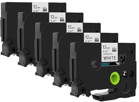 Doree 5pack Label Tape TZe-231 Tze231 TZ-231 12mm x 8m Black on White compatible for Brother P-Touch Label Printer H110 H105