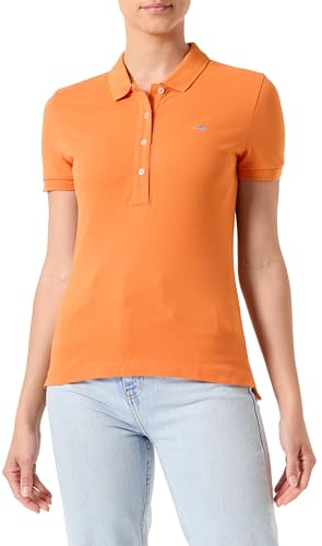 GANT Damen Slim Sheild Cap Sleeve Pique Polo, Pumpkin ORANGE, Large