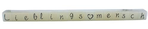 Dekohelden24 Kerzenblock - Lieblingsmensch -, 16 einzelne, quadratische Kerzen in weiß mit Grauer Aufschrift