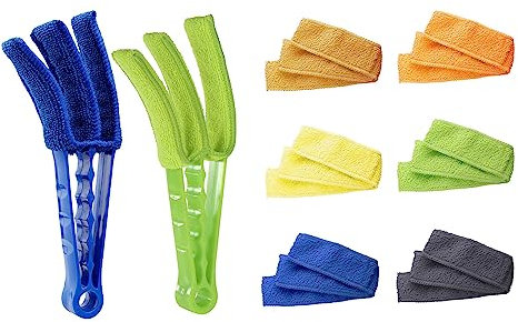 Lamellenreiniger für Jalousien, Lamellen und Raffstoren, Fenster-Jalousien-Staubreiniger- Reinigungsbürste waschbar & Hüllen für Klimaanlagen, Rollläden, Staubsammler, Reinigungstuch (Blue, One Size)