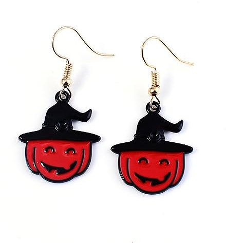 YAZILIND Frauen Mädchen niedlich Halloween Geist Kürbis Ohrringe Haken Kostüm Urlaub Nacht Party Zubehör Drop Dangle Schmuck (Kürbis)