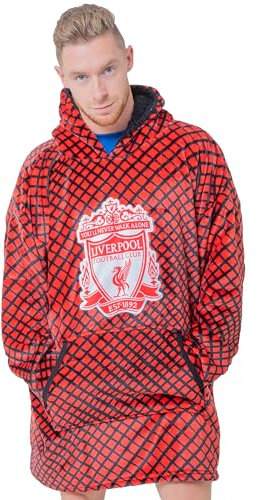 Liverpool F.C. Hoodie Blanket Mesh Oversized Adult loungegown Football Fan Gifts for Men Official Licensed Exclusive One Size Red/Black