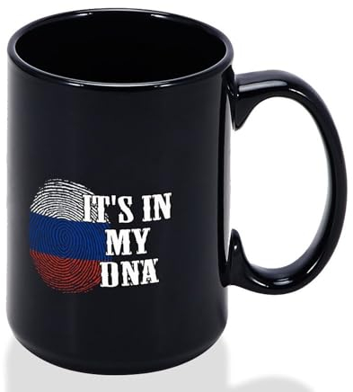 Yelolyio Kaffeetassen aus Keramik mit Aufdruck It's In My DNA Russia, 425 ml, Kaffeetassen für Männer, Russland, Kaffeetasse, Milchtee-Liebhaber, Tassen für Mutter, Kinder, Lehrer und beste Freundin