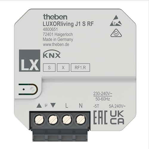 Theben 4800651 LUXORliving J1 S RF I 1-fach Funk-Jalousieaktor Unterputz I Verschlüsselte Funk-Kommunikation I Steuern von Sonnenschutzeinrichtungen I Für KNX Smart Home-System LUXORliving