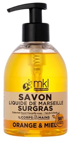 MKL Green Nature Savon Liquide de Marseille Surgras Orange & Miel 300 ml