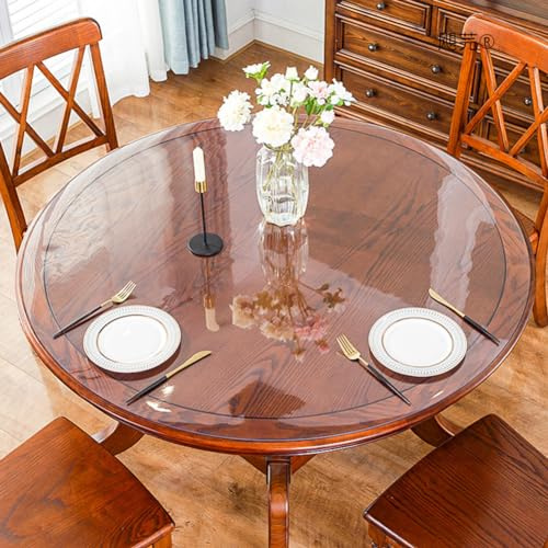 Protector redondo transparente para mesa de comedor, cubierta de plástico impermeable, protector de vinilo para mesa de café, mesa de comedor (130 cm)