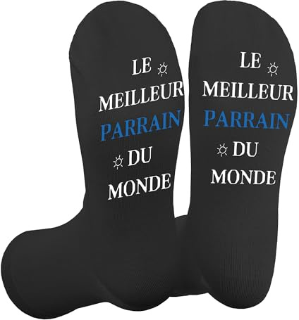 Bicfuiot Cadeau Parrain Noel Noël Cadeau pour Parrain Demande Bapteme Anniversaire Original Chaussette Homme 43-46 Saint Valentin Fete Des Peres Fête Des Pères