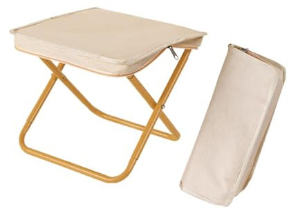 perfk Tabouret de Camping siège Pliant Portable, Tabouret de randonnée, Repose-Pieds, Petite Chaise Pliante, Tabouret de Camp pour Jardin extérieur Plage, Kaki Grand