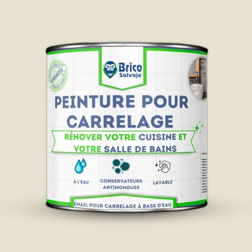 BRICOSALVAJE Peinture à base d'eau BRILLANTE pour carrelage de cuisine et de salle de bain | Sans apprêt | Lavable | Grande dureté (Nacre, 4 Litres)