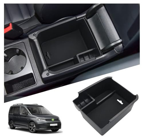 Ruiya Kompatibel mit VW Caddy 2020-2025 2026 Mittelkonsole Aufbewahrungsbox, VW Caddy Armlehne Organizer Tray Mittelarmlehne Handschuhfach Mittelkonsole Organizer Ablagefach VW Caddy Zubehör