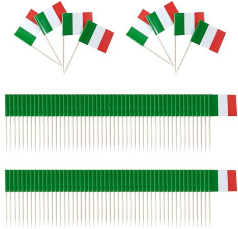 100 Stück Italienische Zahnstocher-Flaggen, Mini-Flaggen, Italienische Dekoration, Party, Dekoration Italienische Nacht, Italienische Tischdekoration